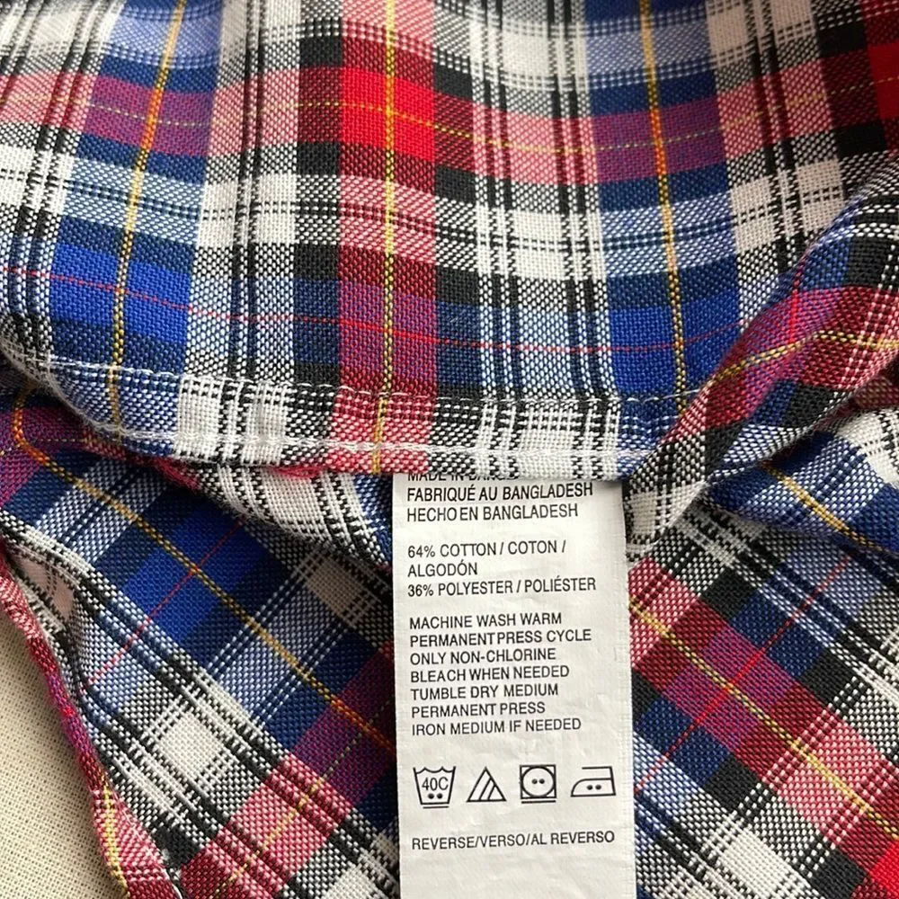 G.H. Bass Shirt Mens Large L Plaid‎ Long Sleeve Button Down Collar Shirt